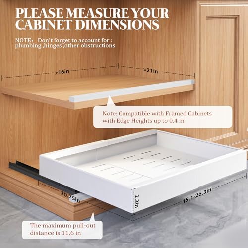 Seinloes 4 Pack Expandable Pull Out Cabinet Organizer 21"Deep With Raisi...
