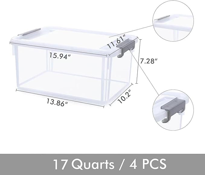 Citylife 17 QT Plastic Storage Bins