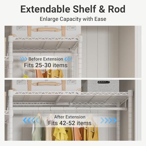 VIPEK X3 Expandable Heavy Duty Clothes Rack Closet Organizer System White