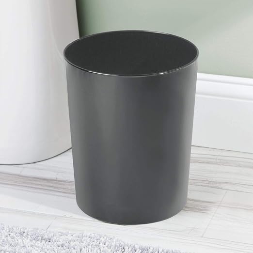 mDesign Round Metal Small 1.7 Gallon Recycle Trash Can Wastebasket, Garbage - Image 2