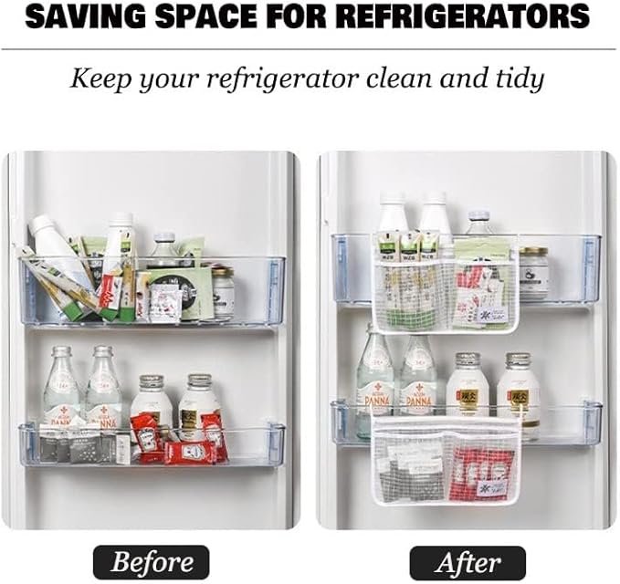 3PCS Refrigerator Door Organizer Set, Fridge Hanging Mesh Bag - Image 2