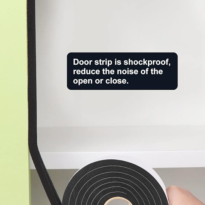2 Rolls Weather Stripping Door Seal, 3/4'' W x 3/8'' T Foam Tape Close Cell - Image 5