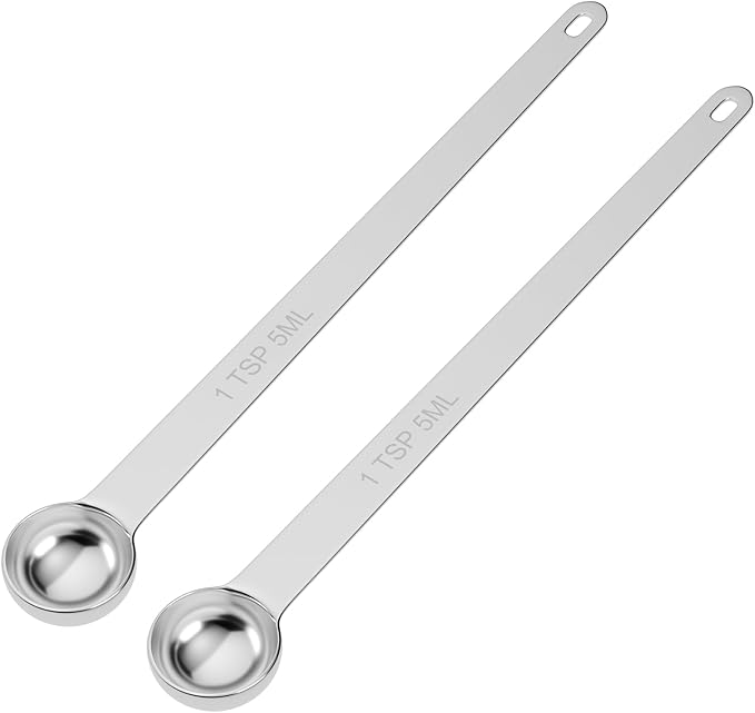 2PCS 1Tsp Extra Long Handle Measuring Spoon, Single Stainless Steel Individual by LEIFENY