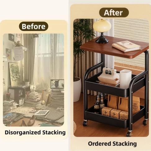 3 Tier Metal Rolling Utility Cart Organizer - Image 3