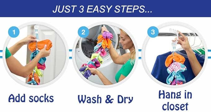 Sock Laundry Solution for Washing Drying & Storing Socks in Pairs, Clip & Hold - Image 5