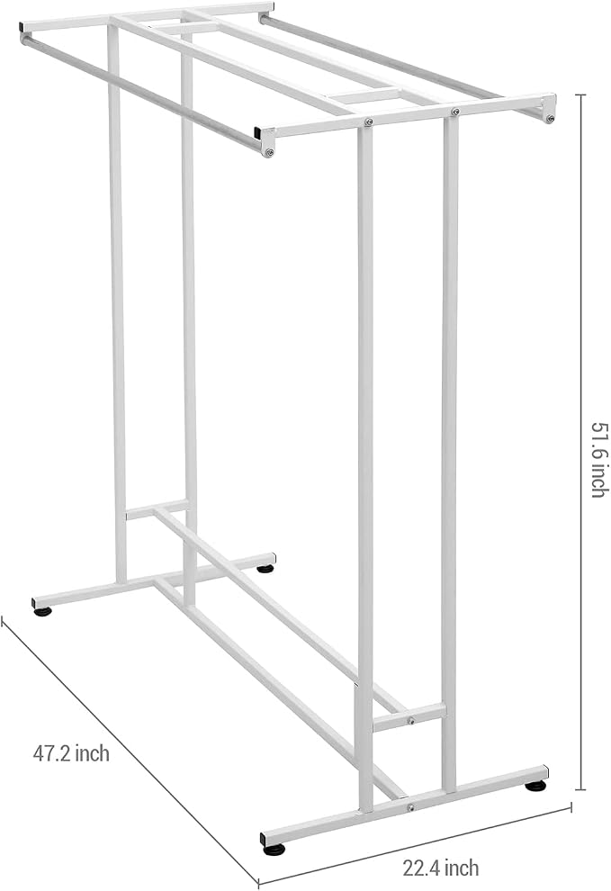 MyGift White Stainless Steel Freestanding Garment Rack, Heavy Duty Double Rod - Image 5
