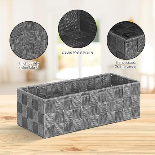 Posprica Woven Baskets, Storage Baskets for Organizing (Set of 8), Cube Baskets Bin Container Matching Storage Boxes Organizers for Pantry, Office, Shelves, Media-room