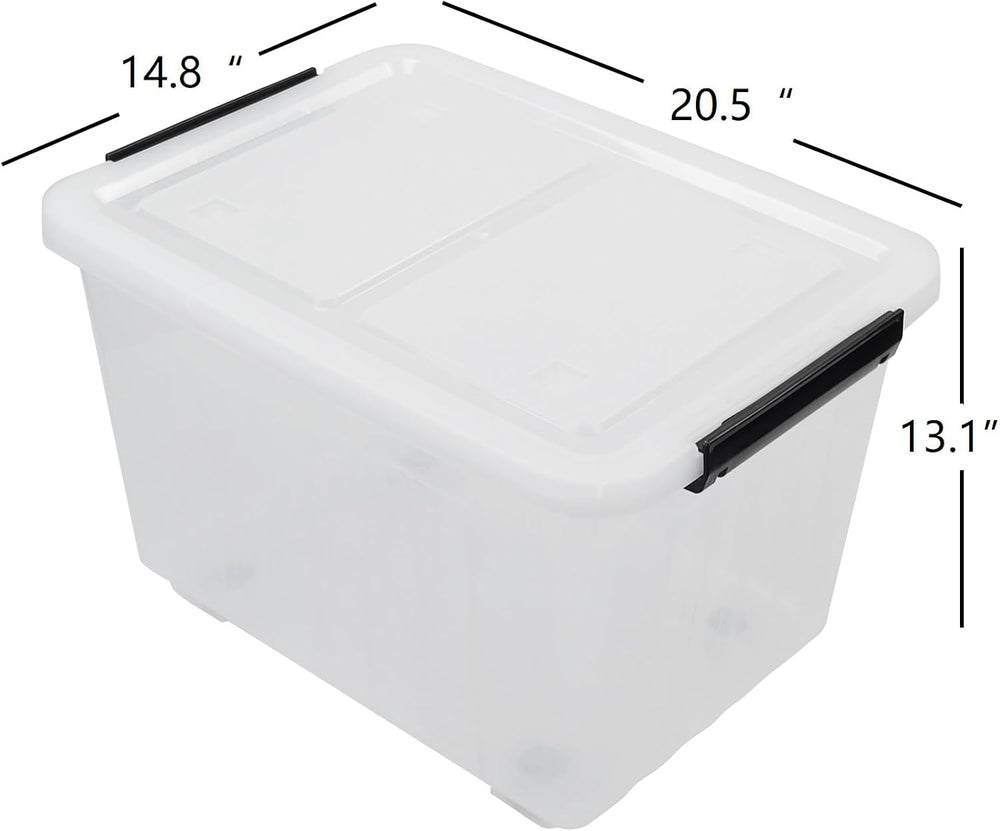 4-Pack 50L Clear Plastic Storage Bins with Wheels