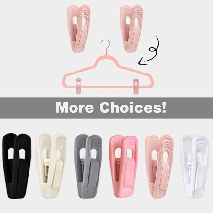 Light Pink Velvet Hangers, Non-Slip Strong Hanger Clips - Image 8