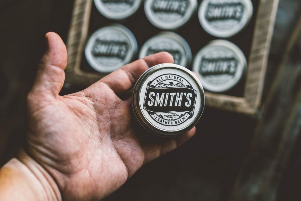 Smith’s All Natural Leather Balm – 2 oz Tin | Handmade in Maine | All-Natural Beeswax, Cocoa Butter & Almond Oil Leather Conditioner | Safe, Non-Toxic Care for Boots, Bags, and Furniture