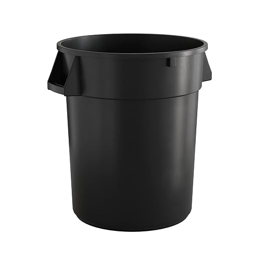 32 Gallon Black Round Commercial Trash Can by Krollen+Industrial