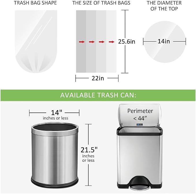 8 Gallon 130 Counts Strong Trash Bags Garbage Bags by RayPard, fit 30 Liter - Image 2