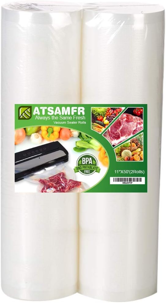 11x50 Rolls 2 Pack Vacuum Sealer Bags Rolls by ATSAMFR+Direct