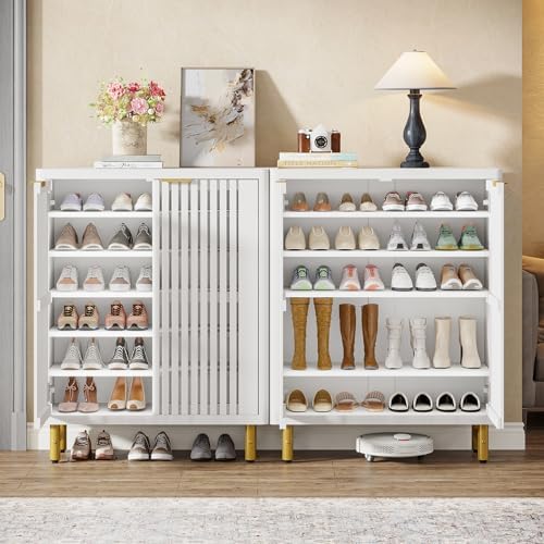 Tribesigns Shoe Cabinet with Shutter Doors
