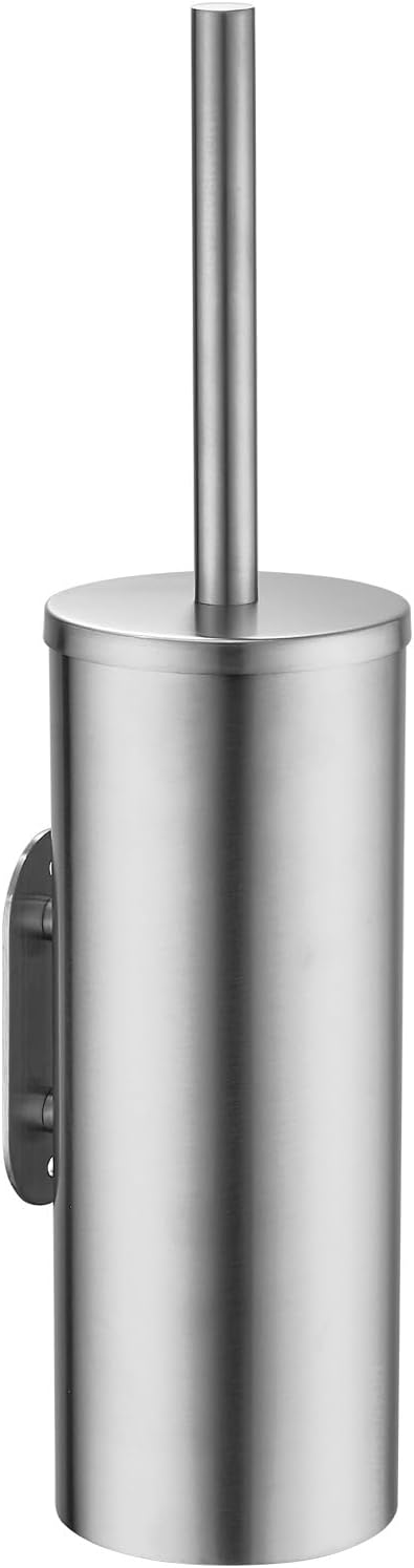 Brushed Stainless Steel Toilet Brush and Cover, No-Punch Hook Base Dual Purpose by Unknown