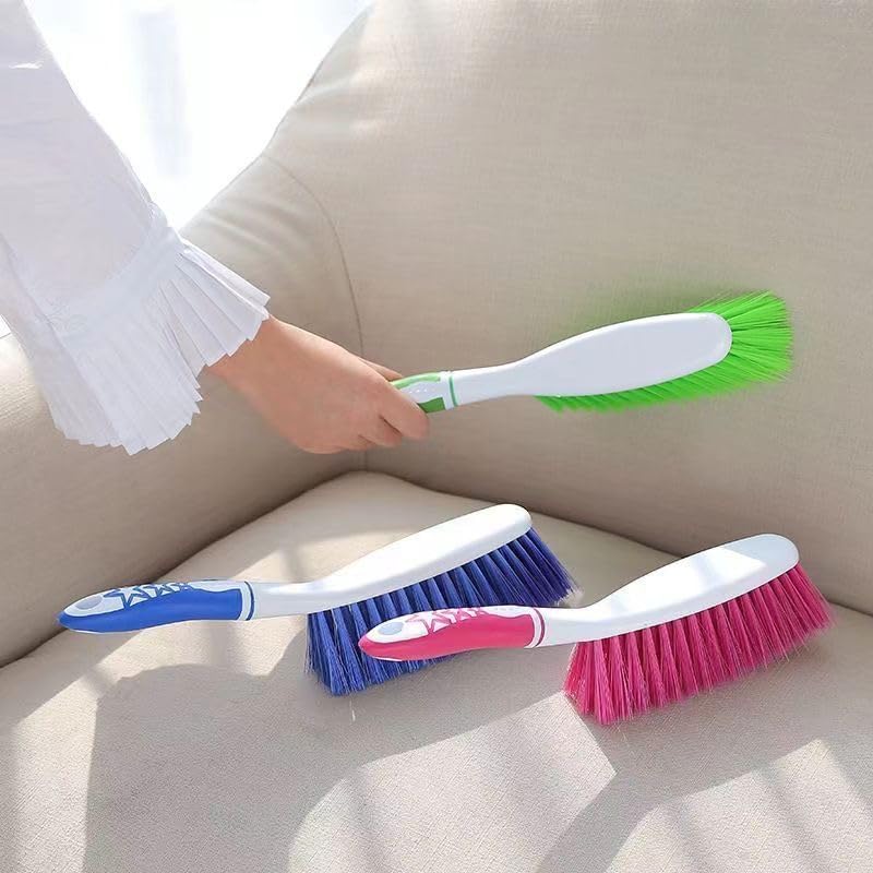 Hand Broom Cleaning Brush - Soft Bristle Dust Brush, for Cleaning Car Bed Sofa Draft Garden Furniture Clothes Wooden Handle (Deep Blue)