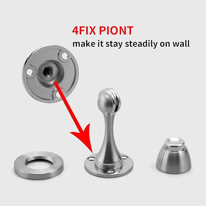 YAGU 2 Pack Silver Magnetic Door Stops Holder, Zinc Alloy Brushed Nickel Door - Image 4