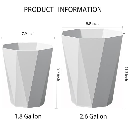 Trash Can Plastic Waste Basket 2.6 Gallon Garbage Can - Image 3