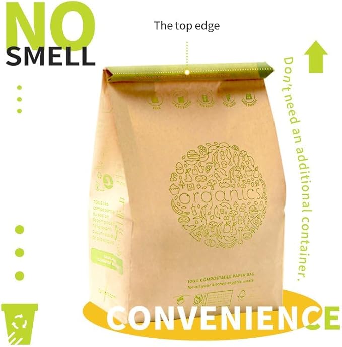 HYTREND-Kitchen Food Waste Bag-120 Bags-%100 Compostable paper Bag - Image 5