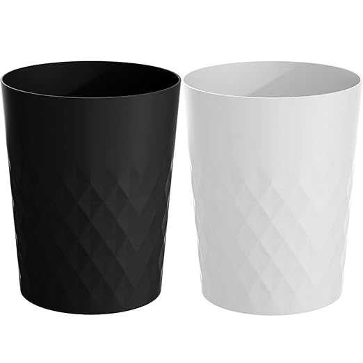 Small Bathroom Trash Can 2 Pack 1.8 Gallon Garbage Can Waste Basket Recycling by HOLTPHILI