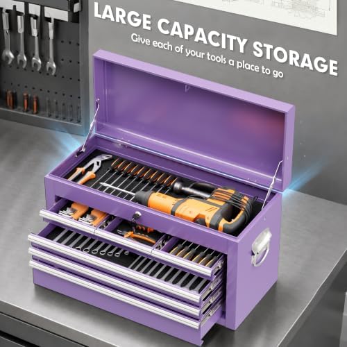 8-Drawer Rolling Tool Chest & Cabinet with Lock and Wheels,Purple