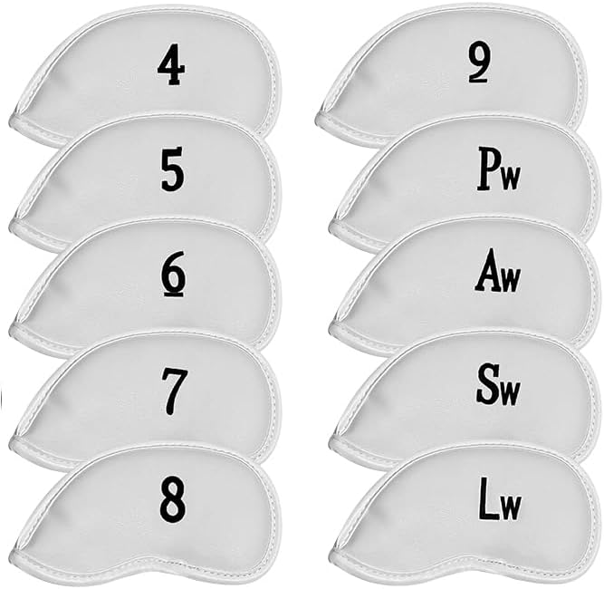 Premium Magnetic Leather Iron and Wedge Golf Club Head Covers | Set of 10 | by AllTeedUp