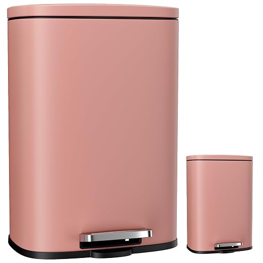 Arlopu 13.2+1.3 Gallon Step Trash Can, Stainless Steel Garbage Bin, Soft-Close by Arlopu