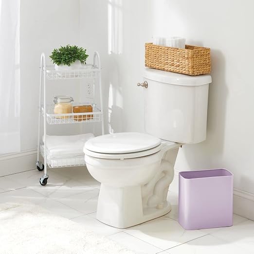 mDesign Metal Wastepaper Bin — Compact Rectangular Bathroom Bin — Rubbish Basket - Image 2