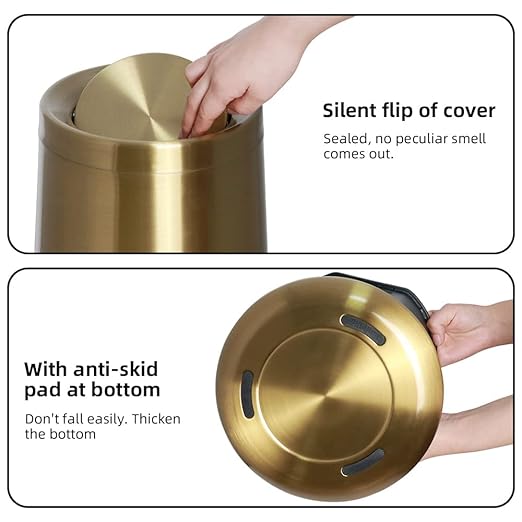 10 L/3 Gallen, Brushed Stainless Steel Garbage Can - Image 3