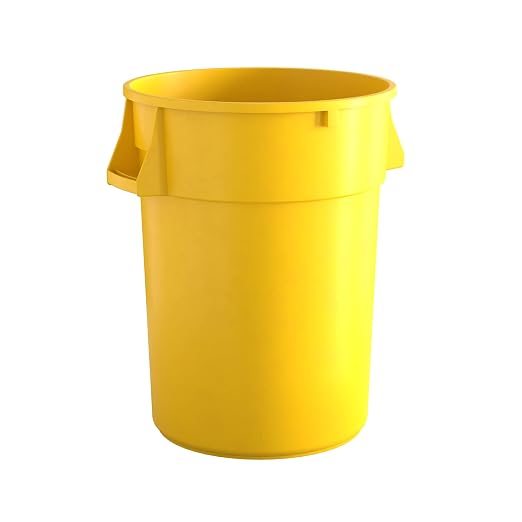44 Gallon Yellow Round Commercial Trash Can by Krollen+Industrial