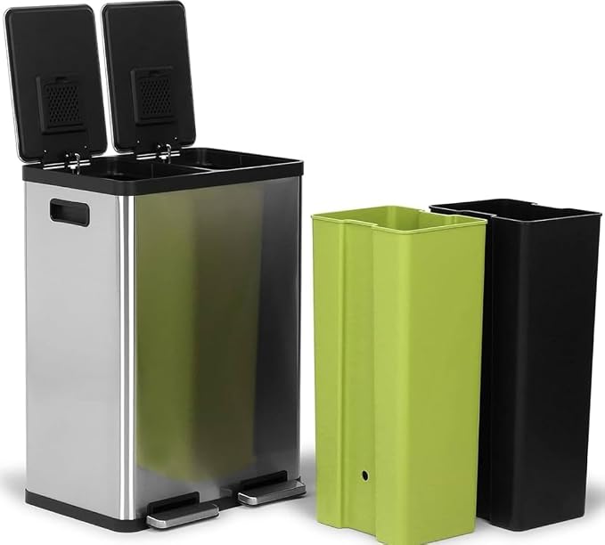 Simpli-Magic 16 Gallon Step Trash Can – Dual Compartment Kitchen Garbage Can - Image 2