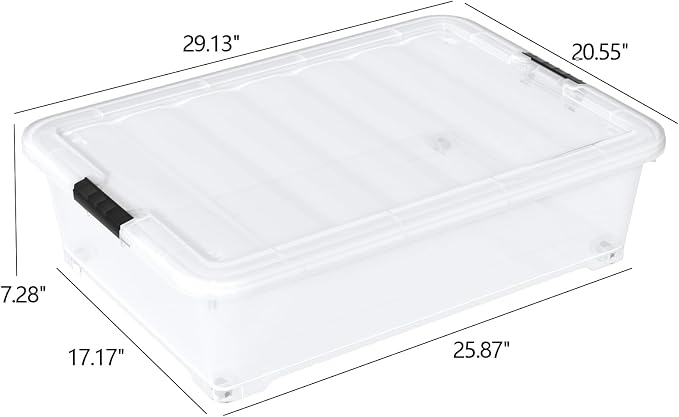 50 Quart Large Clear Plastic Under Bed Storage Bins - Image 2
