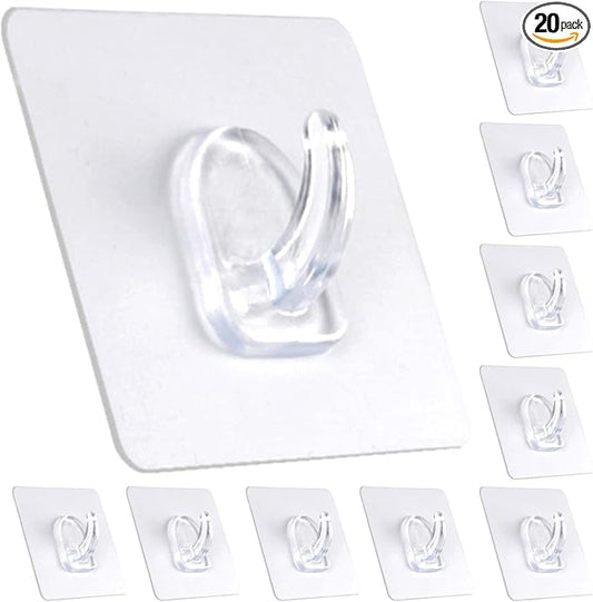 Adhesive Hooks, Heavy Duty Utility Hooks 20 lb Waterproof and Oilproof Removable by PEYZCNOK