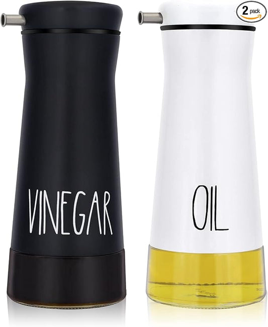 Aelga Black and White Oil And Vinegar Dispenser Set by Aelga