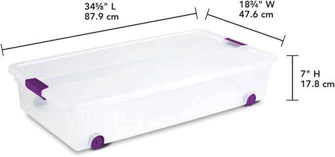 Sterilite 16-Pack 60 Quart ClearView Latch Box, Wheeled Underbed Organizer Bins - Image 3