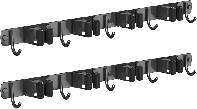 2 Pack Mop and Broom Holder Wall Mount, Non-slip Broom Hanger Wall Mount by CUXIXA