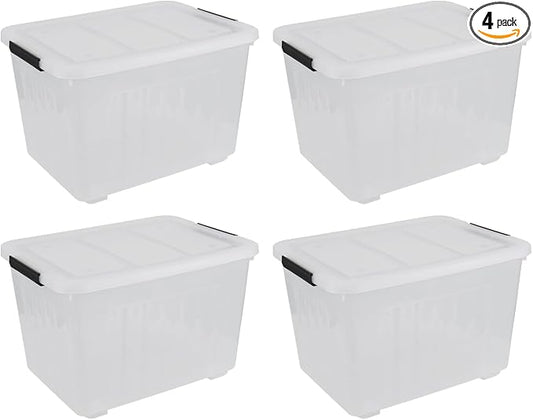 70 Quart Clear Plastic Large Storage Box by Unknown