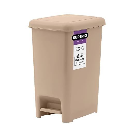 Superio Slim Step On Trash Can, Under Desk by Superio