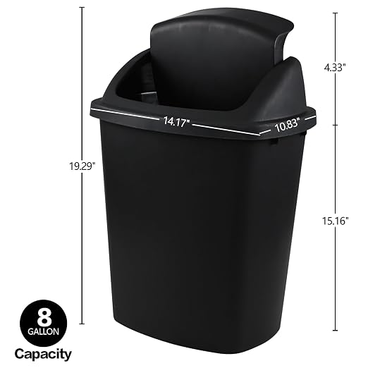 Zopnny 8 Gallon Plastic Swing Top Garag Bin, Lidded Wastebasket Trash Can - Image 2