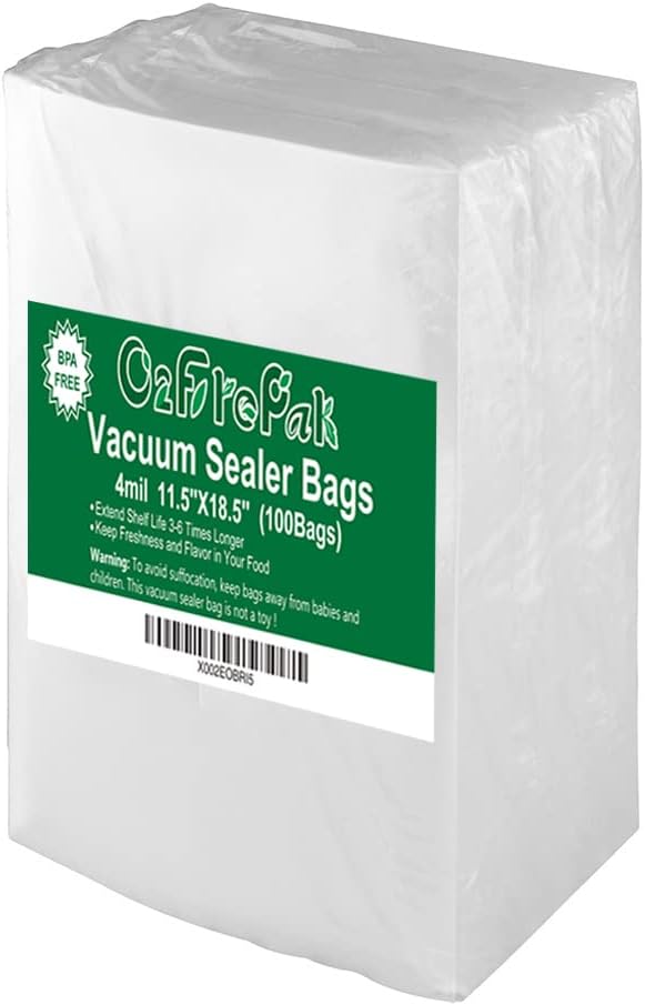 O2frepak Large Gallon 4mil 11.5" x 18.5" Thick Vacuum Sealer Bags by O2frepak