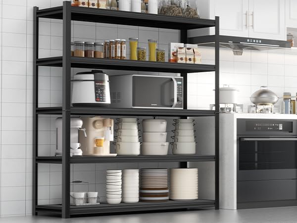 72" H Garage Shelving 2000LBS Heavy Duty Storage Shelves Adjustable 5 Tier - Image 2