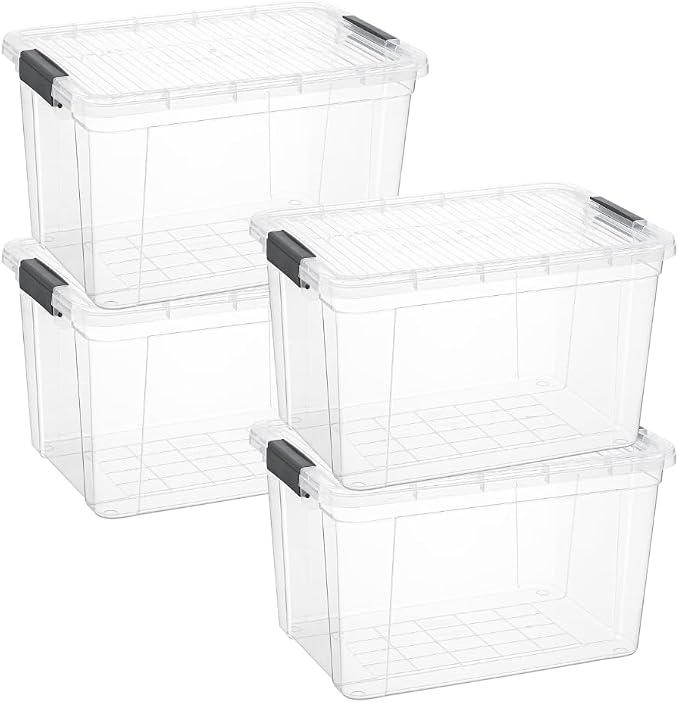 Superio Storage Bins with Lids, Stackable Totes, BPA Free, Odor Free, Organizer by Superio