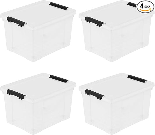 Set of 4 Plastic Latch Storage Bins by Lesbin