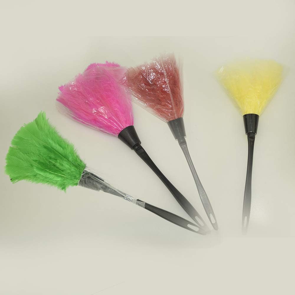 1pc Fashion Turkey Feather Duster with Black Reusable Plastic Handle Cleaning Tool white 35cm Professional