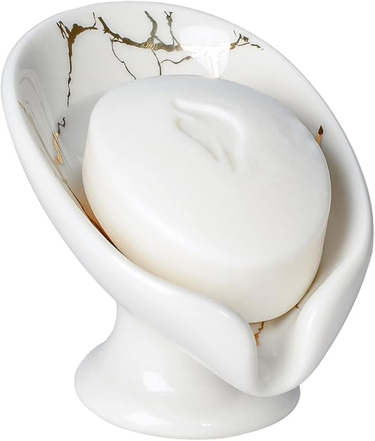 Soap Dish, Soap Holder Self Draining Leaf Shape Soap Dishes, Ceramic Drain Soap by ANTISSHOME