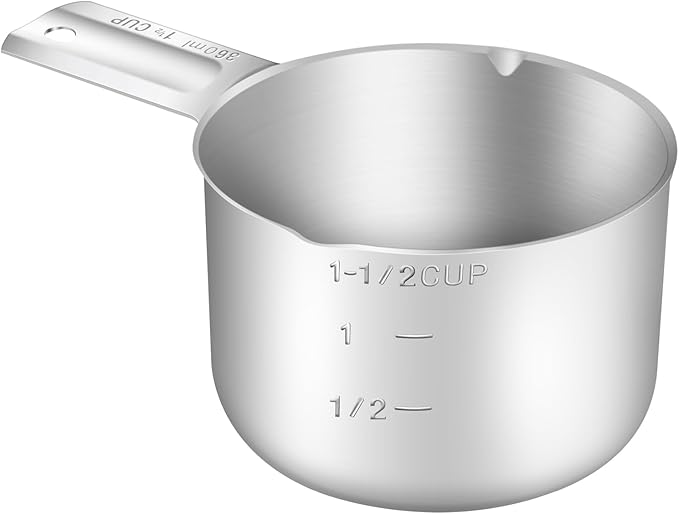 1PCS 1-1/2Cup Single Measuring Cup, Stainless Steel Measure Scoop, Metric and by BERYLER