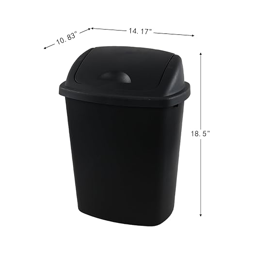 6 Gallon / 25 L Trash Can, Plastic Swing Lid Garbage Waste Bins Container - Image 2