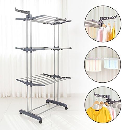 Foldable, Rolling, Stainless Steel Rods & Compact Storage Laundry Clothes...