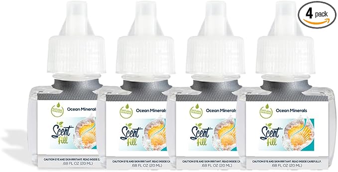Scent Fill Ocean Minerals Plug in Air Freshener, Scented Oil Refills, 4 Plug In by ScentFill