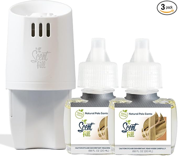 Scent Fill 100% Natural Palo Santo Plug in Air Freshener, Scented Oil Refills by ScentFill
